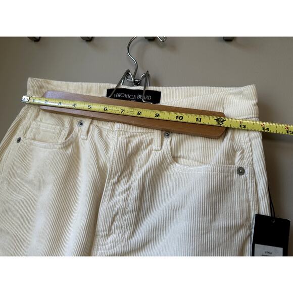 $278 Veronica Beard High Rise Taylor Corduroy Cropped Wide-Leg Cream Pant Sz 26 - Picture 4 of 12